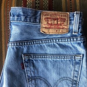 Distressed Levi’s denim shorts